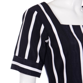 1980s YSL black top with white stripes and moire effect