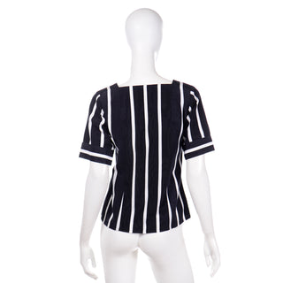 1980s Yves Saint Laurent black and white striped vintage top