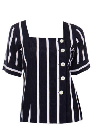 1980s YSL black and white striped top