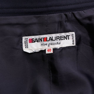 1980s Yves Saint Laurent Blue Wool Vintage Skirt Size Medium