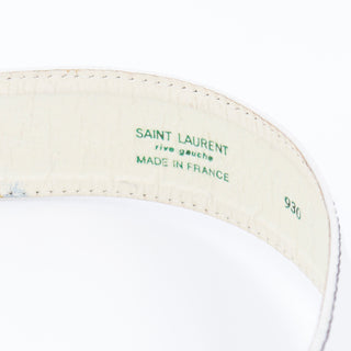 1980s Yves Saint Laurent Vintage Ivory Leather Belt With Black Trim Made in France