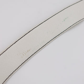 1980s Yves Saint Laurent Vintage Ivory Leather Belt With Black Stitching Trim
