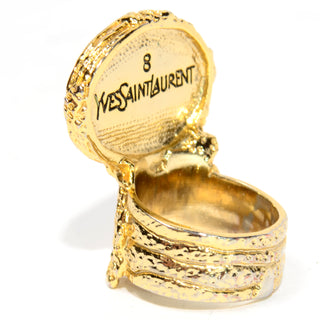 Vintage YSL black stone gold ring Yves Saint Laurent  jewelry