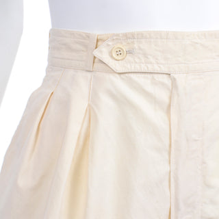 Vintage Yves Saint Laurent Cream High Waisted Pants w Cargo Pockets size 6 high waist