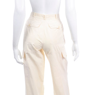 Vintage Yves Saint Laurent Cream High Waisted Pants w Cargo Pockets YSL