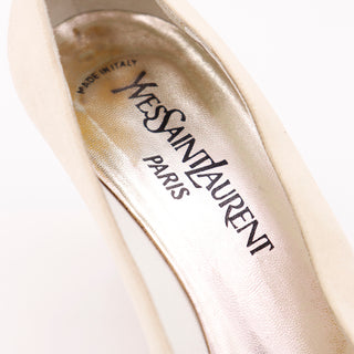 1980s Yves Saint Laurent Paris Vintage Cream Satin YSL Shoes