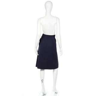1980s Yves Saint Laurent Blue Wool Pleated Vintage Skirt