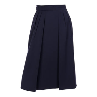 1980s Yves Saint Laurent Blue Wool Vintage Skirt YSL