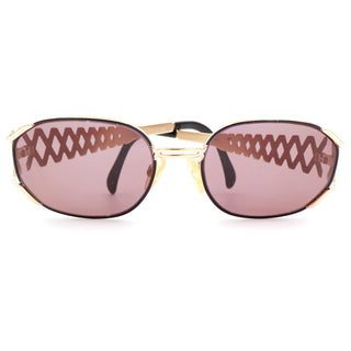 1990s Round Lens Yves Saint Laurent Zig Zag Arm Vintage Sunglasses