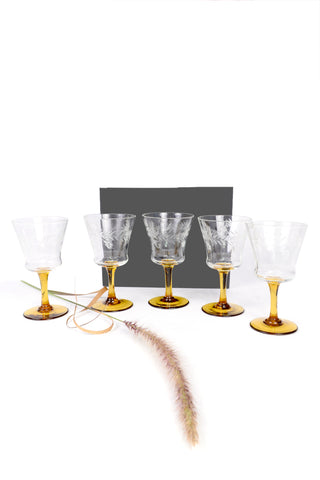 Amber Footed Wine Glasses