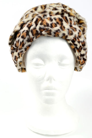 1960s Leopard Print Faux Fur Pill Box Hat