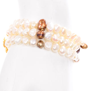 Unique Vintage Freshwater pearl gold necklace and bracelet set