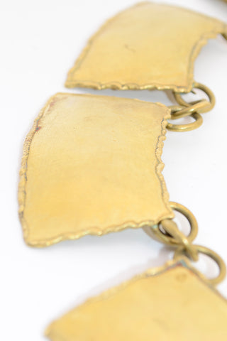 1970s Handcrafted Brass Rectangular Boho Charm Necklace