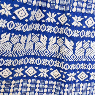 Vintage Pelux Guatemala Blue Embroidered Folk Skirt Rare