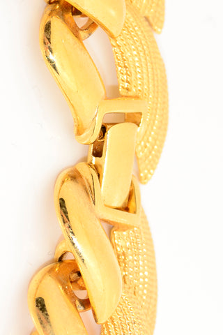 1980s Vintage Napier Gold Tone Textured Chain Necklace