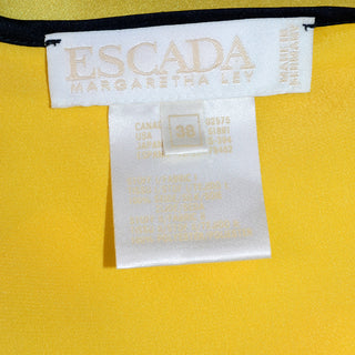 Escada Margaretha Ley Vintage Yellow Silk Keyhole Blouse 38