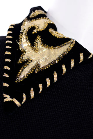 Vintage Black Jacket With Metallic Gold Trim