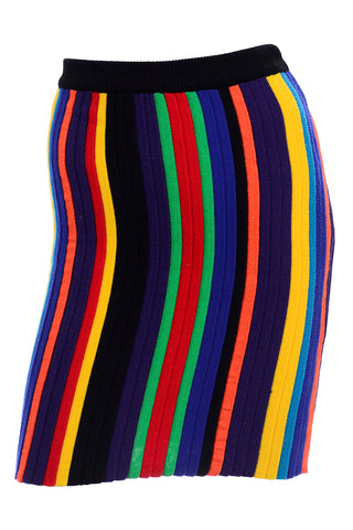 1980s Vintage Christian Lacroix Striped Knit Mini Skirt