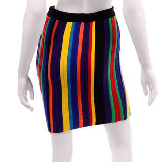 Colorful 1980s Vintage Christian Lacroix Striped Knit Mini Skirt