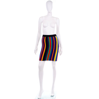 1980s Vintage Christian Lacroix Striped Knit Mini Skirt Bodycon