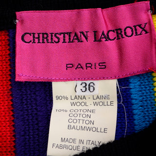 1980s Vintage Christian Lacroix Paris Striped Knit Mini Skirt