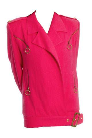 1980's Hot Pink Jonathan Vintage Cashmere Blend Jacket Estate Collection - Dressing Vintage