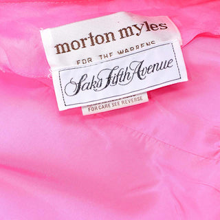 1980s Morton Myles Hot Pink Silk Ruffled Organza Dress
