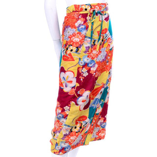 1930s Silk Japanese Susoyoke Vintage Wrap Skirt w/ Floral Damask Print
