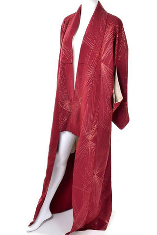 Long Kimono w/ Gold Metallic Starburst Embroidery | Dressing Vintage