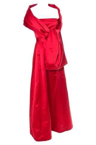 Vintage Utako 1990's silk satin red evening gown