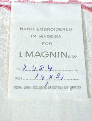 Never Used vintage Linen Madeira rose tree hand towels set of 4 - Dressing Vintage
