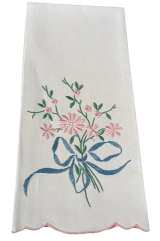 Madeira Vintage set of 4 NEW linen hand towels I Magnin bouquet - Dressing Vintage