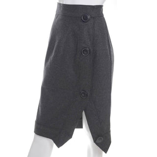 Vivienne Westwood Anglomania Vintage Gray Wool Avant Garde Skirt with Asymetrical Seams and Large Buttons