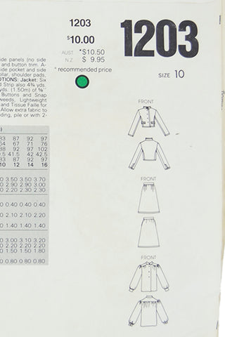 Designer 1980s Vogue Paris Original 1203 Givenchy Vintage Skirt Jacket & Blouse Pattern