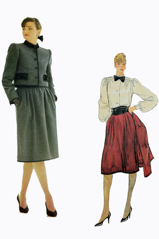 1980s Vogue Paris Original 1203 Givenchy Vintage Skirt Jacket & Blouse Pattern