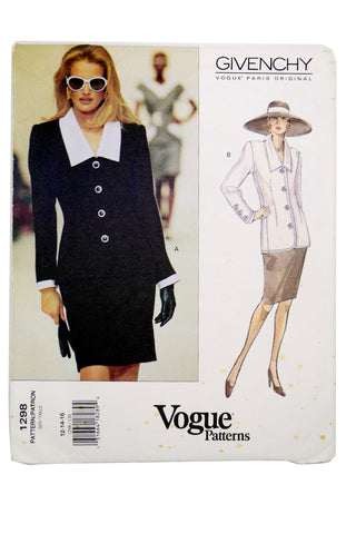 1994 1990s Uncut Givenchy Vogue Paris Original 1298 Skirt Jacket Pattern