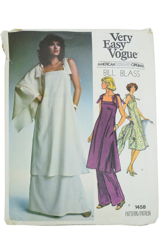 1976 Bill Blass Vogue 1458 American Designer Original Tunic Dress Pattern 70s