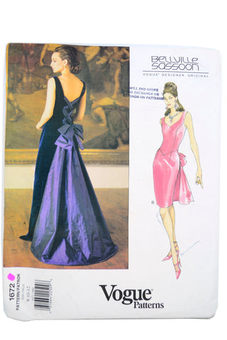 Uncut 1995 Bellville Sassoon Vogue 1672 Designer Evening Gown Dress Pattern