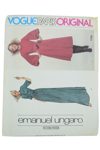 Uncut 1978 Emanuel Ungaro Vogue 1758 Paris Original Dresses pattern