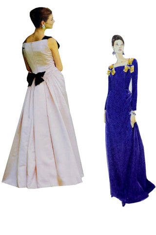 1980s Oscar de la Renta Vogue 1891 Designer Evening Dress Pattern