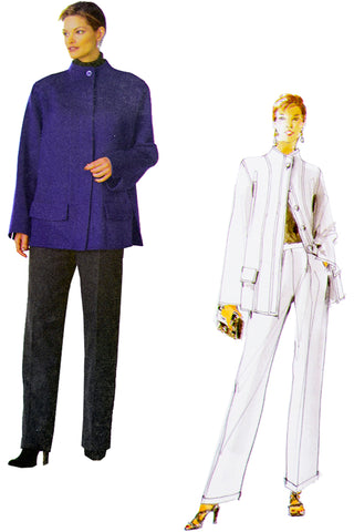 Uncut Vintage Oscar de la Renta 1998 Vogue 2188 Designer Pants Jacket Pattern