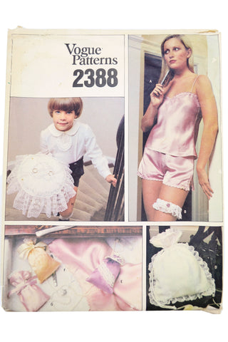 1980s Vintage Vogue 2388 Wedding Accessories Ring Bearer Pillow Garter & Lingerie