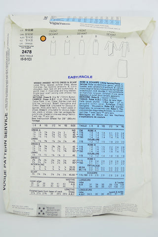 1990s Vogue 2478 Donna Karan American Designer Dress sewing Pattern