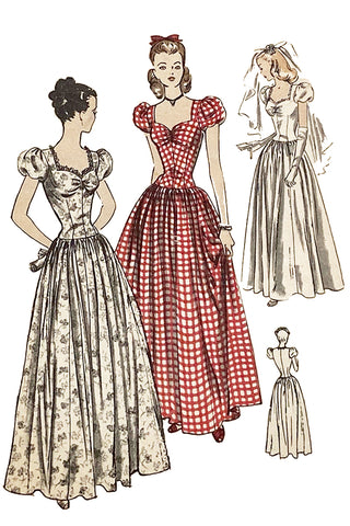 Vogue 3011 Vintage 1940s Evening Dress Sewing Pattern