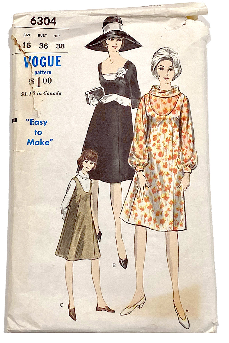 1960s Vintage Vogue 6304 Sewing Pattern for Jumper or Dress – Modig 1960s Vintage Vogue 6304 Sewing Pattern for Jumper or Dress – Modig