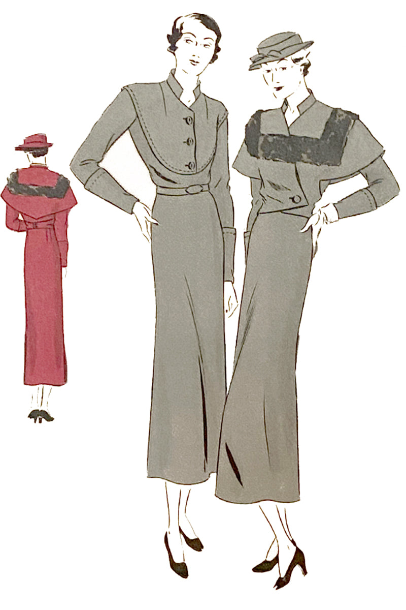 1930s Vogue 6400 Uncut Vintage Dress & Cape Sewing Pattern – Modig