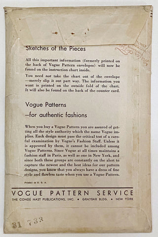 Uncut Rare 1930s Vogue 6400 Vintage Cape & Dress Sewing Pattern