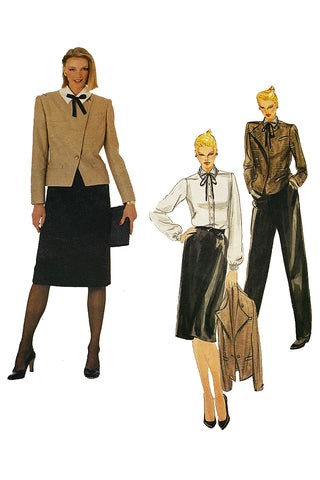 Uncut Vogue 2764 Bill Blass Designer Sewing Pattern Jacket Pants Skirt Blouse