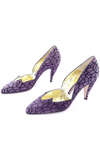 Purple Suede Walter Steiger Abstract Vintage Shoes Heels