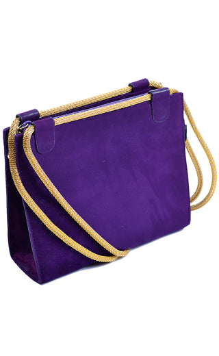 Vintage Walter Steiger Handbag in Purple Suede Gold Chain Strap
